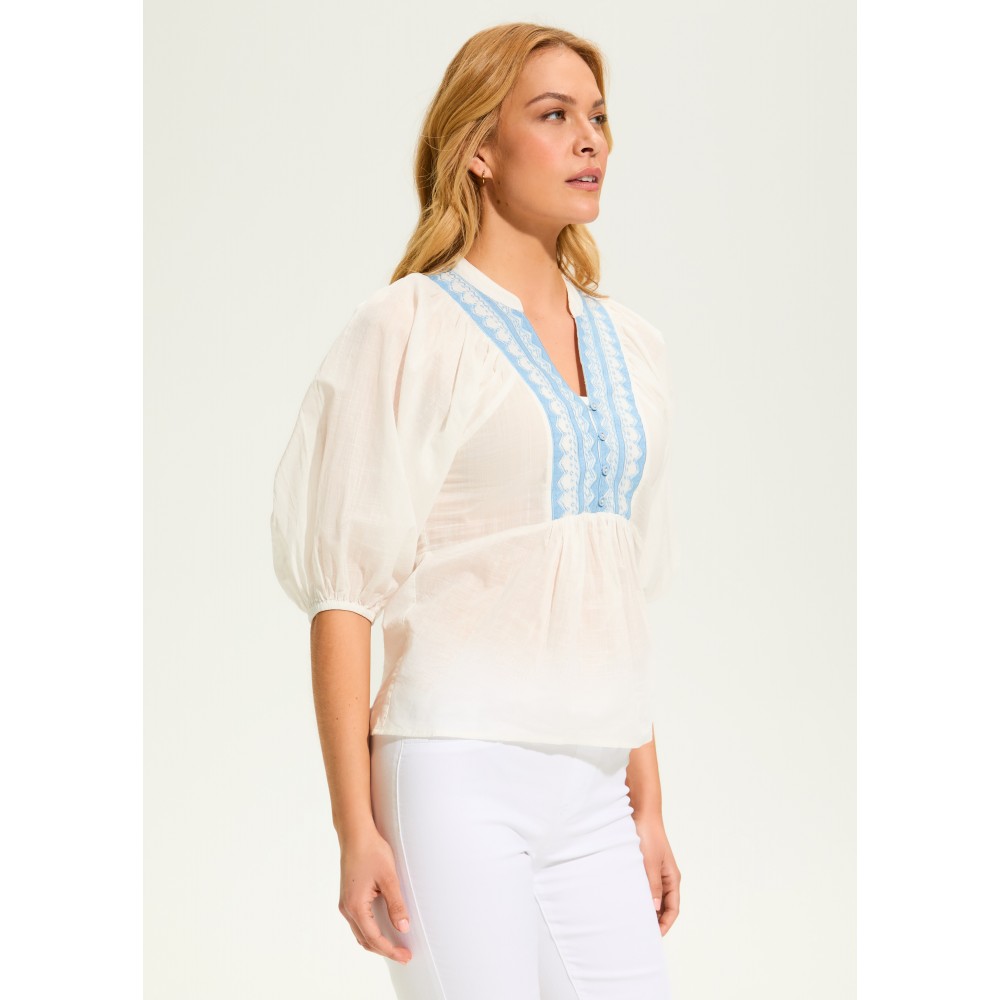 French Dressing - Embellished Applique Blouse - White (SS25) French Dressing - Embellished Applique Blouse - White (SS25)