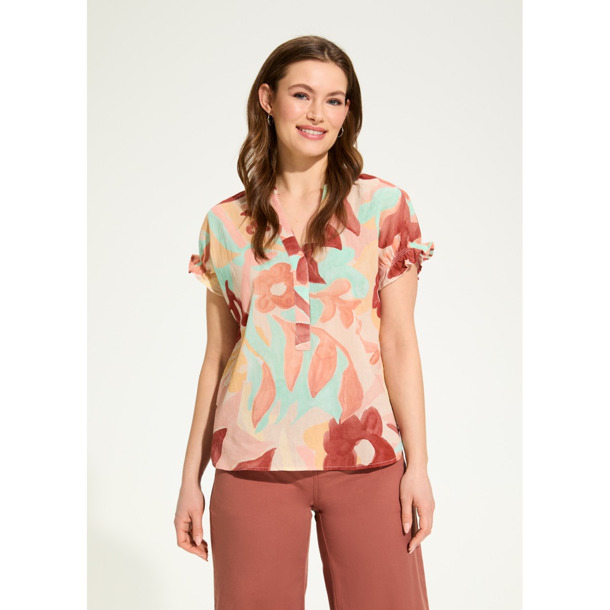 French Dressing - Crinkle Printed Blouse - Camo Floral (SS25) French Dressing - Crinkle Printed Blouse - Camo Floral (SS25)