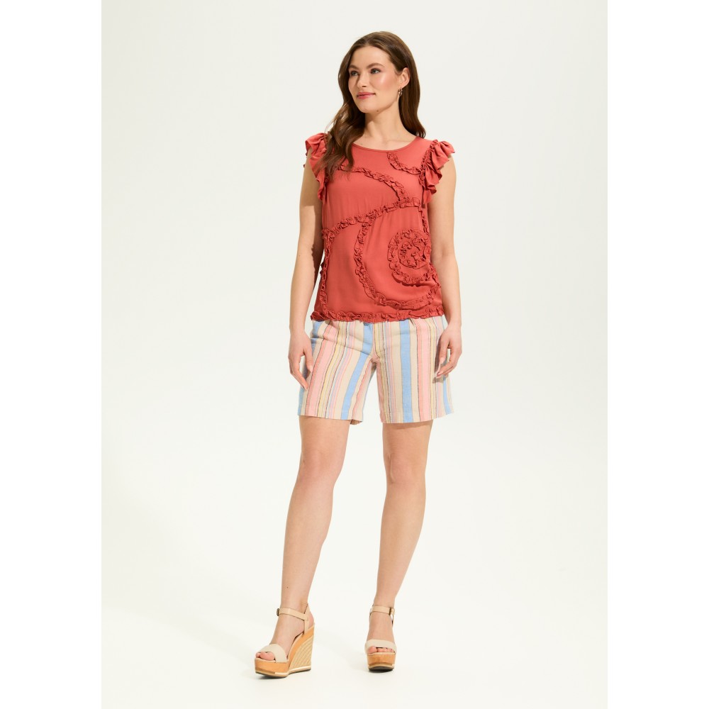 French Dressing - Embellished Flutter Sleeve Top - Coral Rose (SS25)