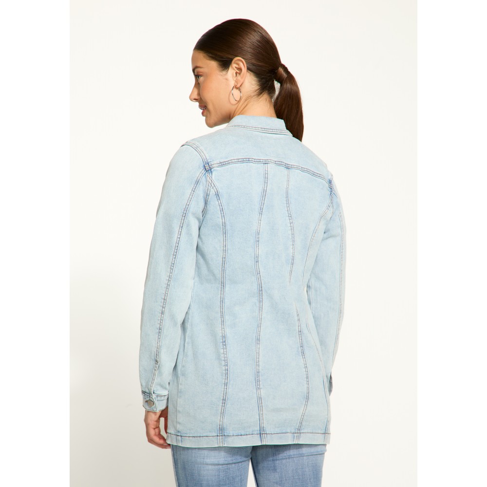 French Dressing - Long Denim Jacket - Light Wash French Dressing - Long Denim Jacket - Light Wash