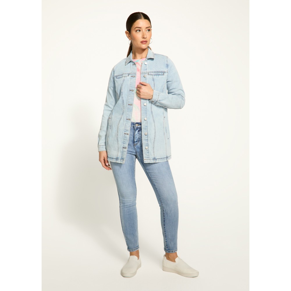 French Dressing - Long Denim Jacket - Light Wash French Dressing - Long Denim Jacket - Light Wash
