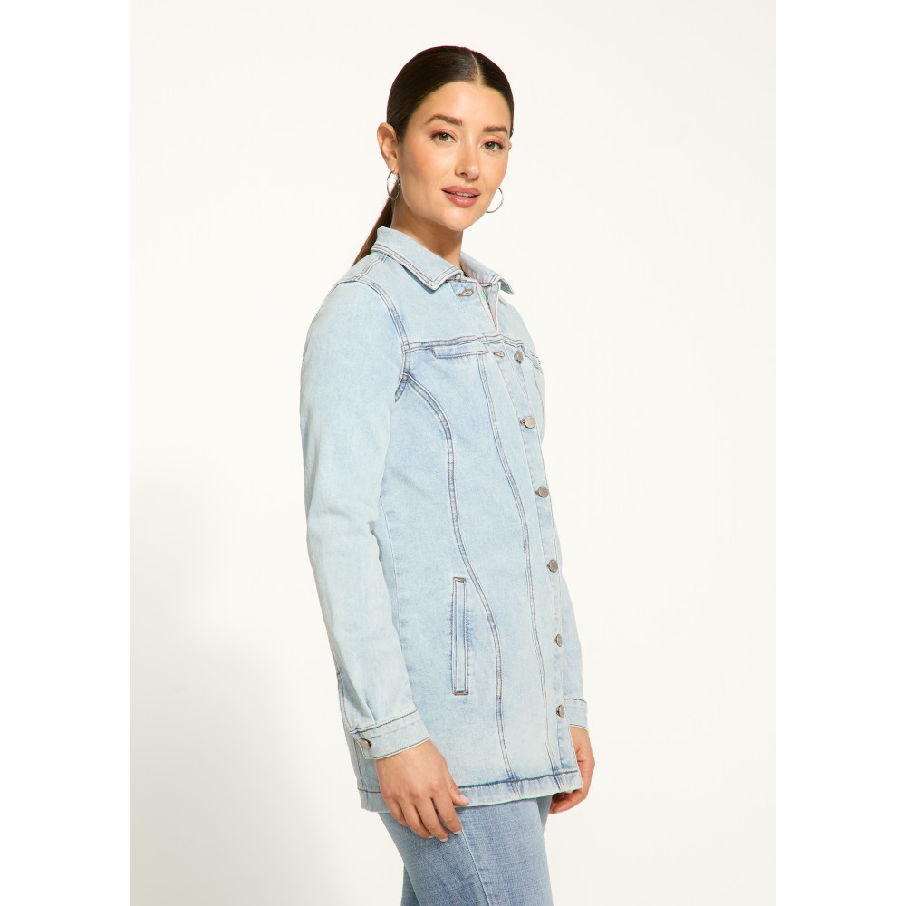French Dressing - Long Denim Jacket - Light Wash French Dressing - Long Denim Jacket - Light Wash