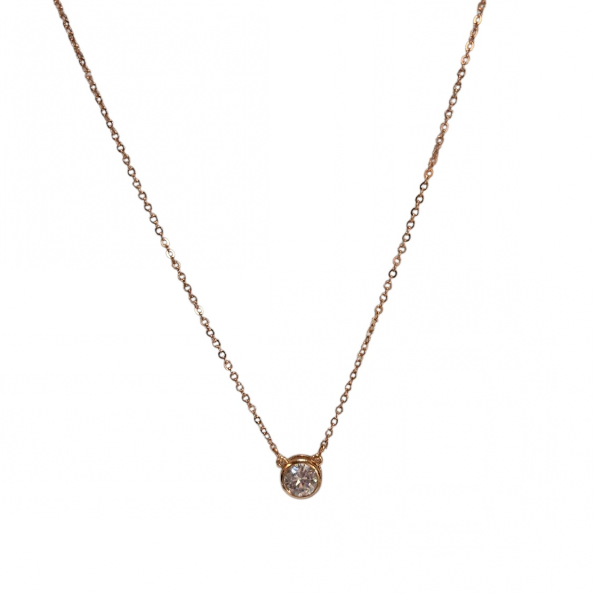 Merx Sofistica Crystals Bezel Pendant Necklace - Rose Gold/Crystal #85-3585