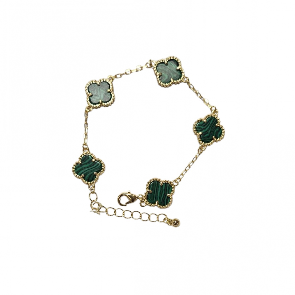 Merx Four Leaf Clover Bracelet - Gold/Malachite #720-114