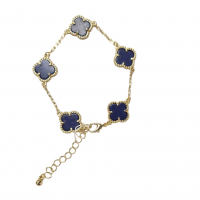Merx Four Leaf Clover Bracelet - Gold/Blue Agate #720-118 Merx Four Leaf Clover Bracelet - Gold/Blue Agate #720-118