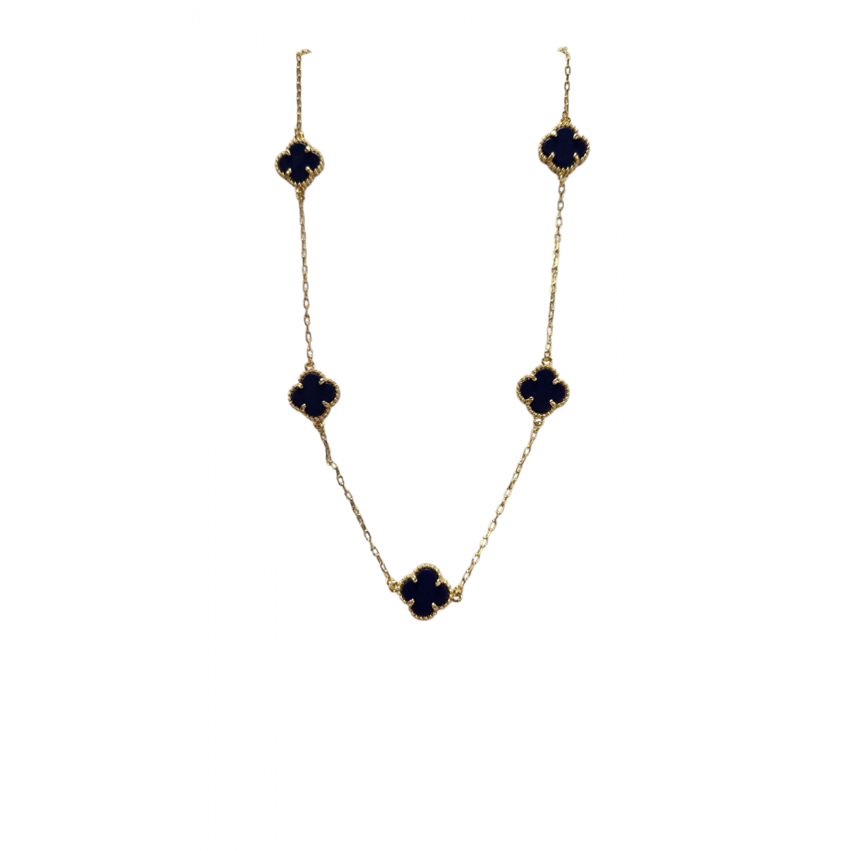 Merx Four Leaf Clover Short Necklace - Gold/Blue Agate #700-118 Merx Four Leaf Clover Short Necklace - Gold/Blue Agate #700-118