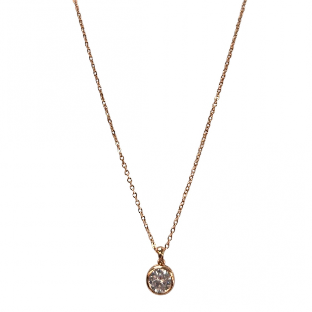 Merx Sofistica Crystals Bezel Pendant Necklace - Rose Gold/Crystal #85-3584