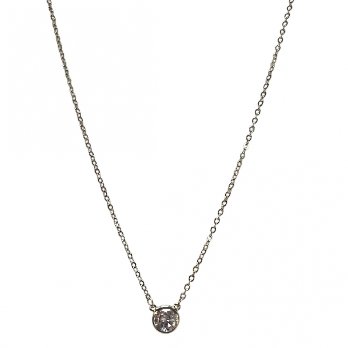 Merx Sofistica Crystals Bezel Pendant Necklace - Rhodium/Crystal #85-1585 Merx Sofistica Crystals Bezel Pendant Necklace - Rhodium/Crystal #85-1585