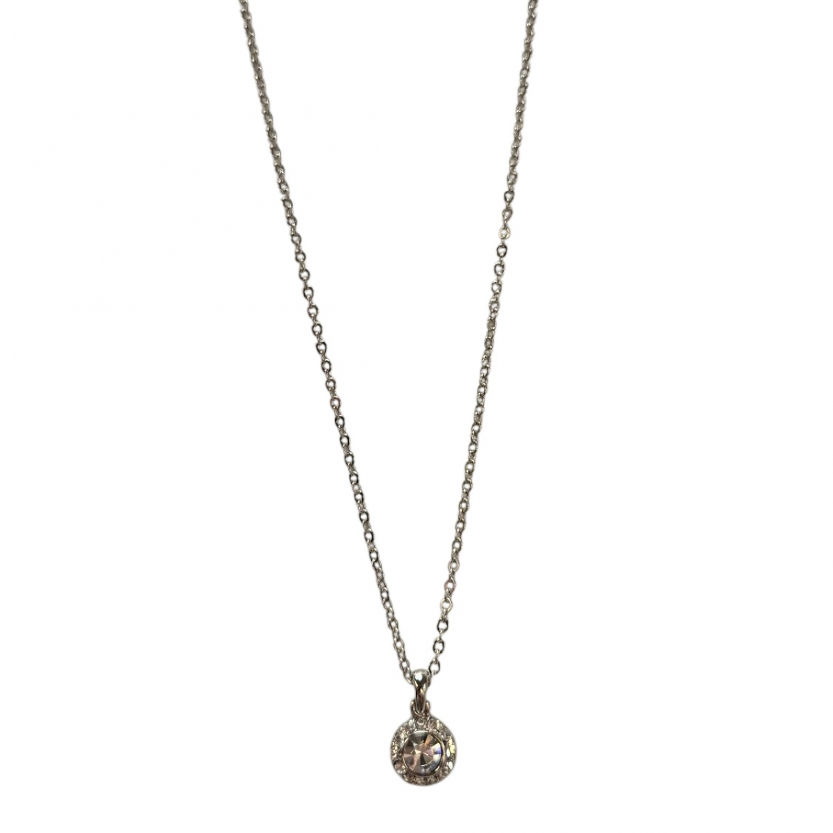 Merx Sofistica Crystals Bezel Pendant Necklace - Rhodium/Crystal #85-1586