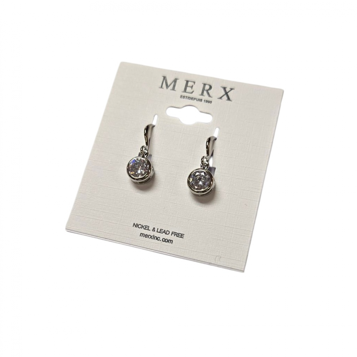 Merx Sofistica Crystals Bezel Hook Earring - Rhodium #84-1589 Merx Sofistica Crystals Bezel Hook Earring - Rhodium #84-1589