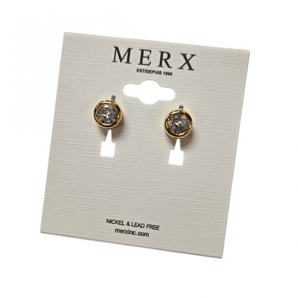 Merx Sofistica Crystals Bezel Post Earring - Gold #84-2588 Merx Sofistica Crystals Bezel Post Earring - Gold #84-2588