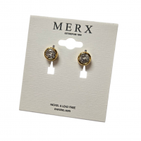 Merx Sofistica Crystals Bezel Post Earring - Gold #84-2588 Merx Sofistica Crystals Bezel Post Earring - Gold #84-2588