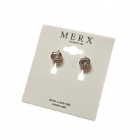 Merx Sofistica Crystals Bezel Post Earring - Rose Gold #84-3588