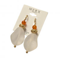 Merx Studio Earrings - Gold/Clear Frosted/Carnelian #03-42394-1 Merx Studio Earrings - Gold/Clear Frosted/Carnelian #03-42394-1