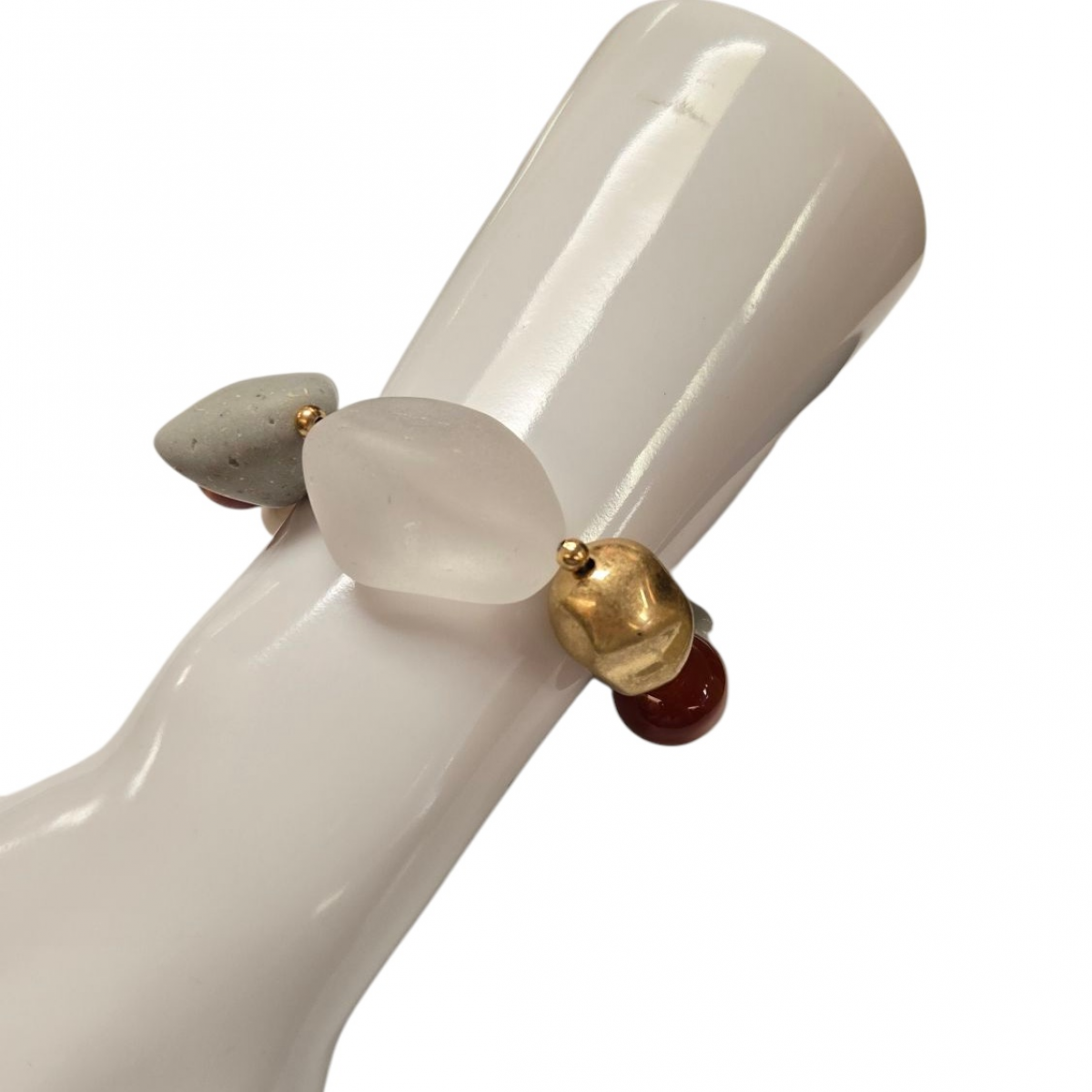 Merx Studio Stretch Bracelet - Gold/Clear Frosted/Carnelian #07-42394-1 Merx Studio Stretch Bracelet - Gold/Clear Frosted/Carnelian #07-42394-1