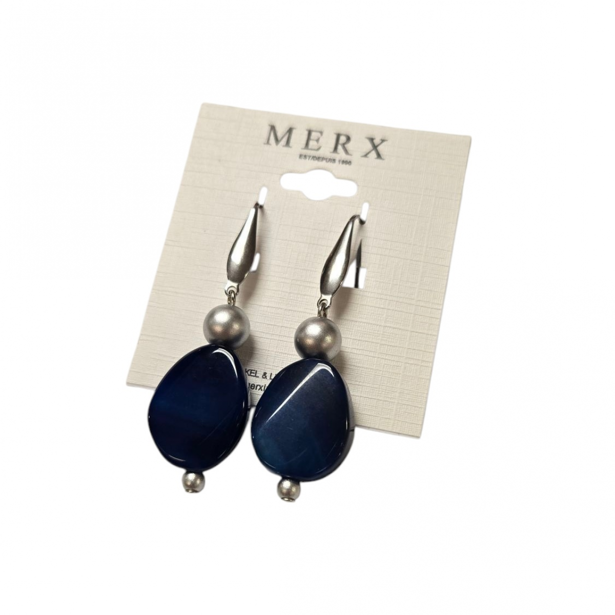 Merx Studio Earrings - Silver/Blue Semi-Precious Stones #03-42387 Merx Studio Earrings - Silver/Blue Semi-Precious Stones #03-42387