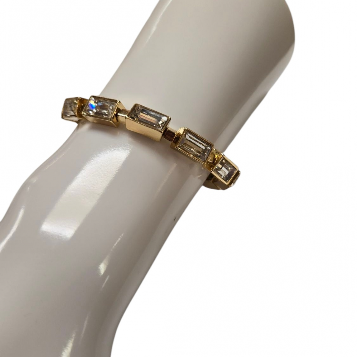 Merx Fashion Textured Metal Crystal Bracelet - Gold #07-14345-1 Merx Fashion Textured Metal Crystal Bracelet - Gold #07-14345-1