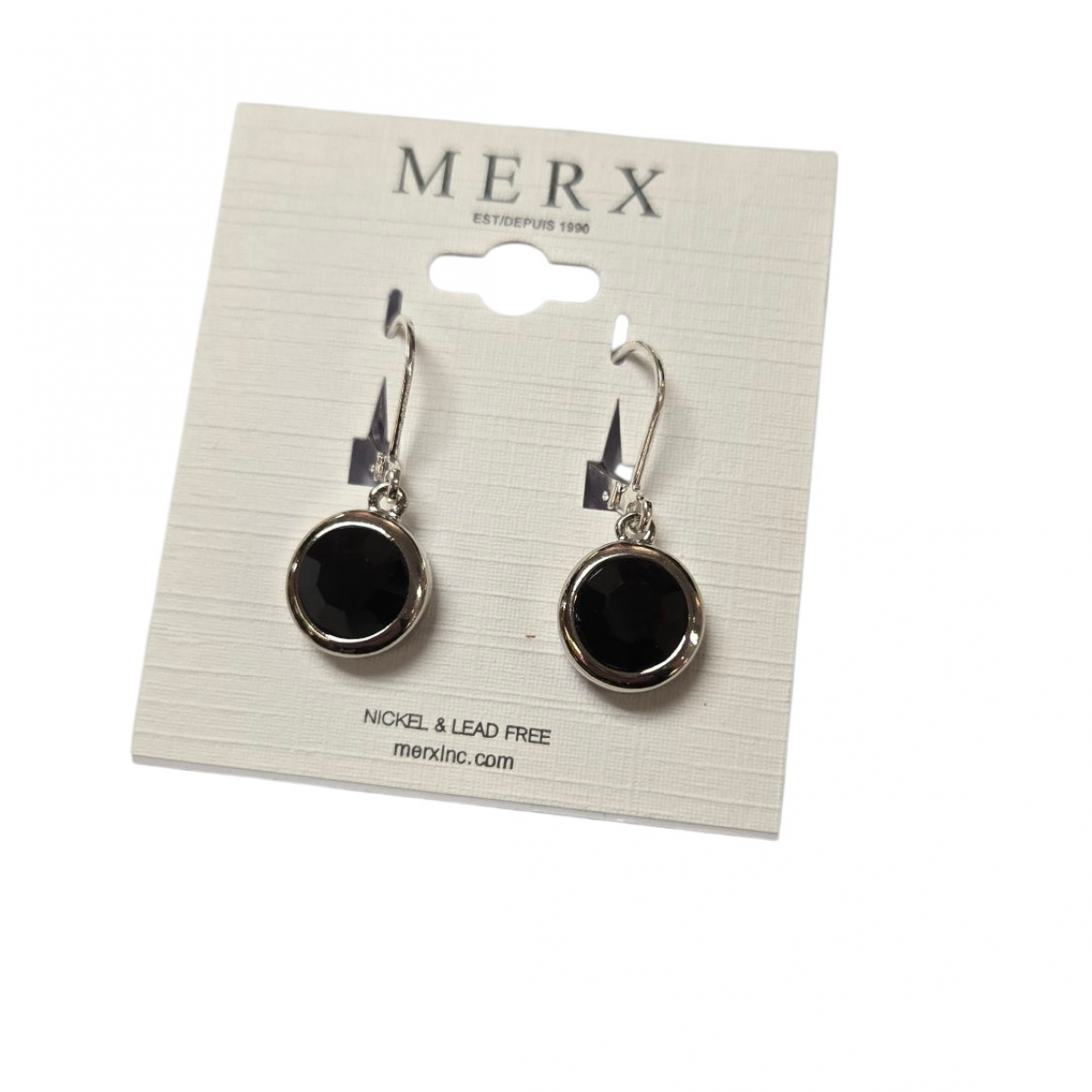 Merx Modern Earring - Rhodium/Jet #150-397-30 Merx Modern Earring - Rhodium/Jet #150-397-30