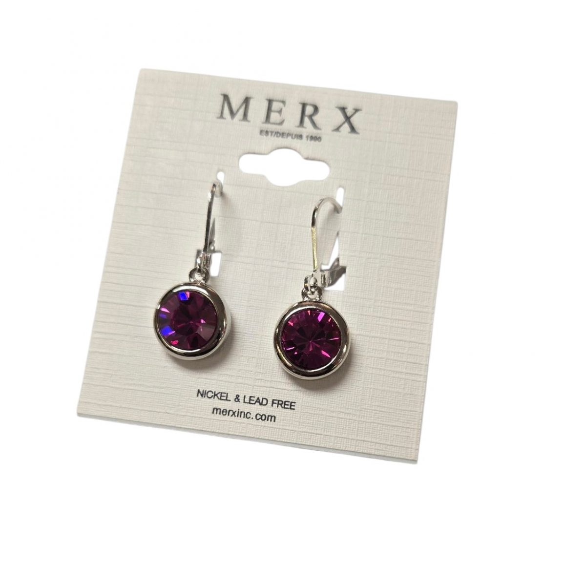 Merx Modern Earring - Rhodium/Fuchsia #150-397-50 Merx Modern Earring - Rhodium/Fuchsia #150-397-50