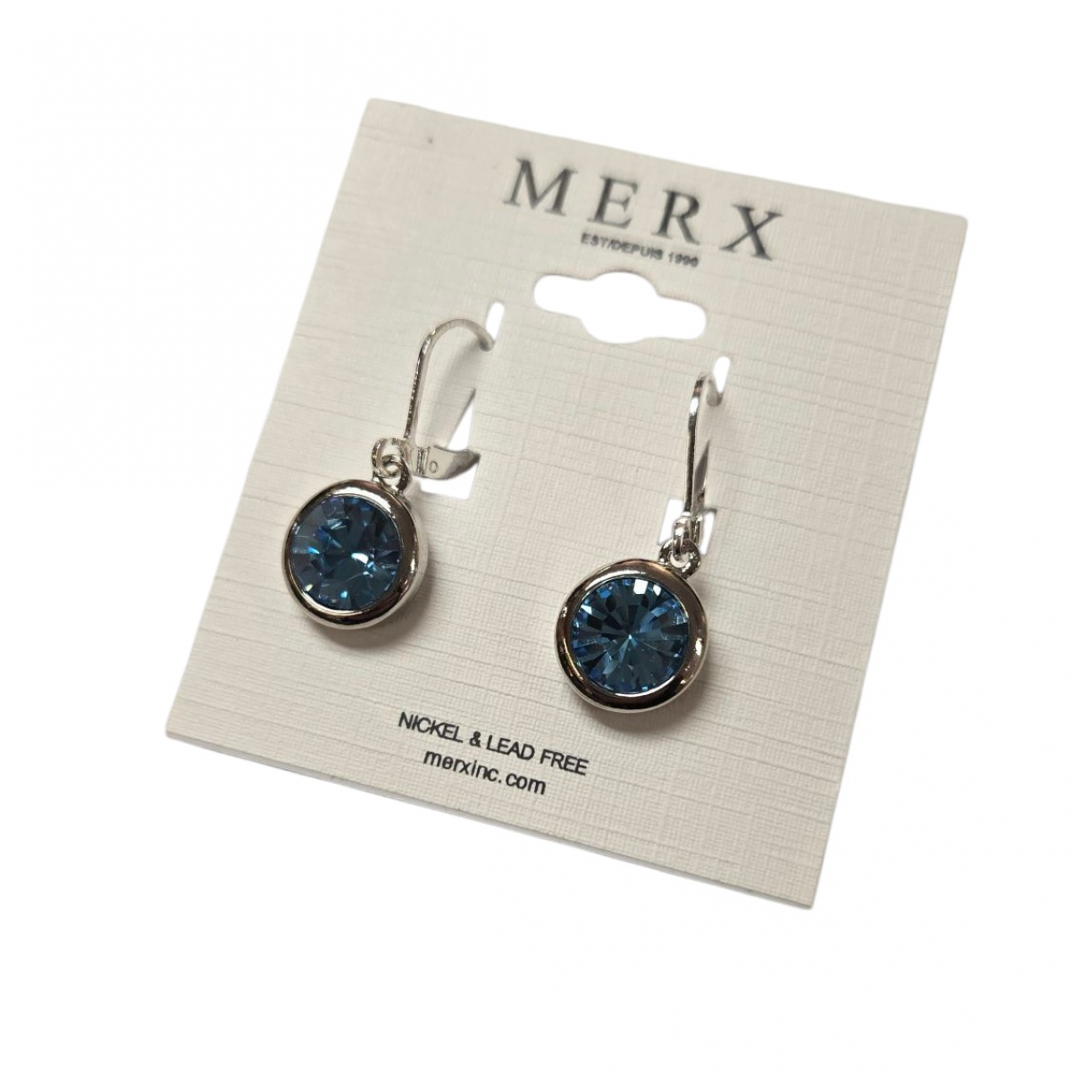 Merx Modern Earring - Rhodium/Aqua #150-397-74 Merx Modern Earring - Rhodium/Aqua #150-397-74