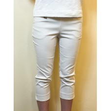 Lisette L - Woven Solid Lycra Capri Pant - White Lisette L - Woven Solid Lycra Capri Pant - White