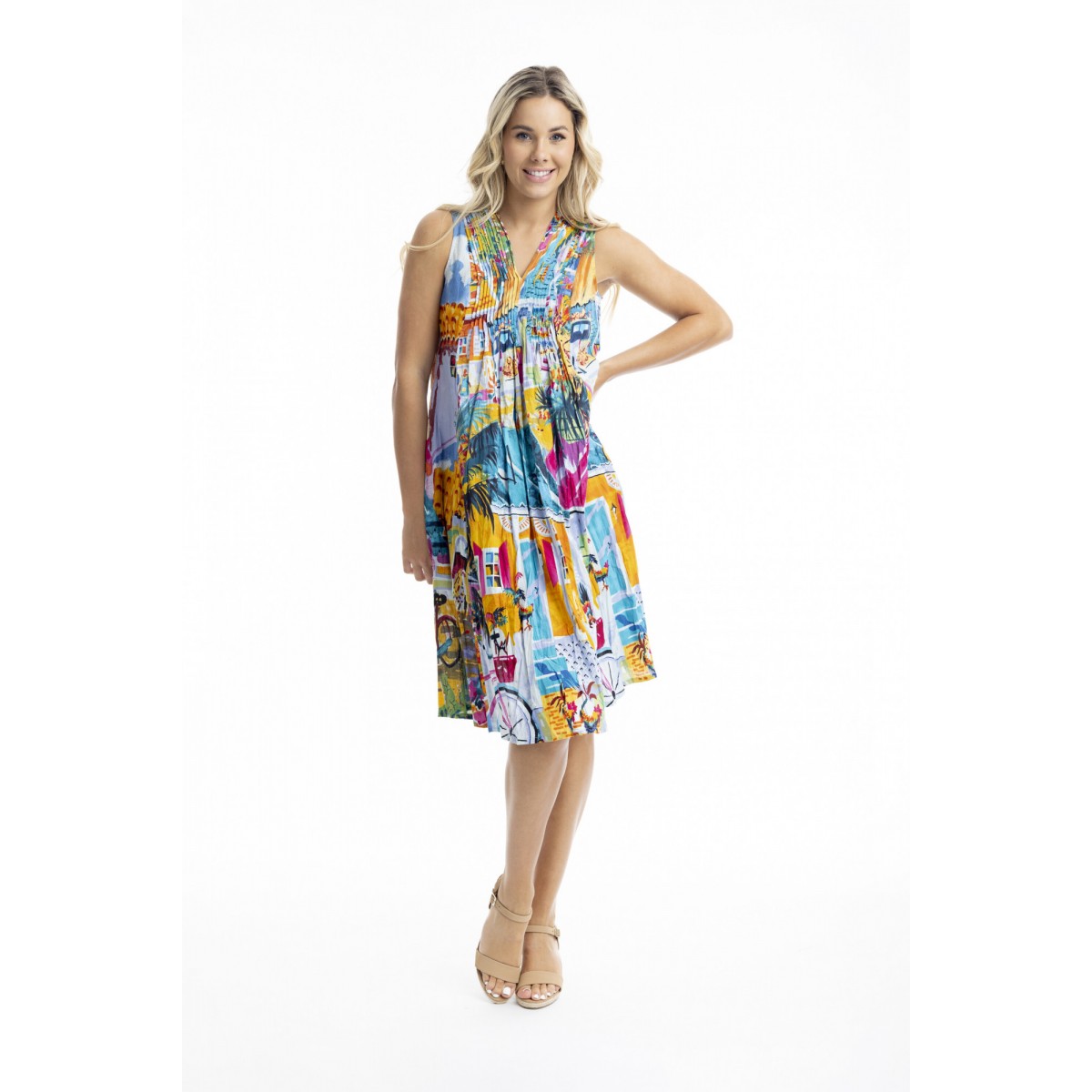 Orientique - V-Neck Dress - Florida #20-059 Orientique - V-Neck Dress - Florida #20-059