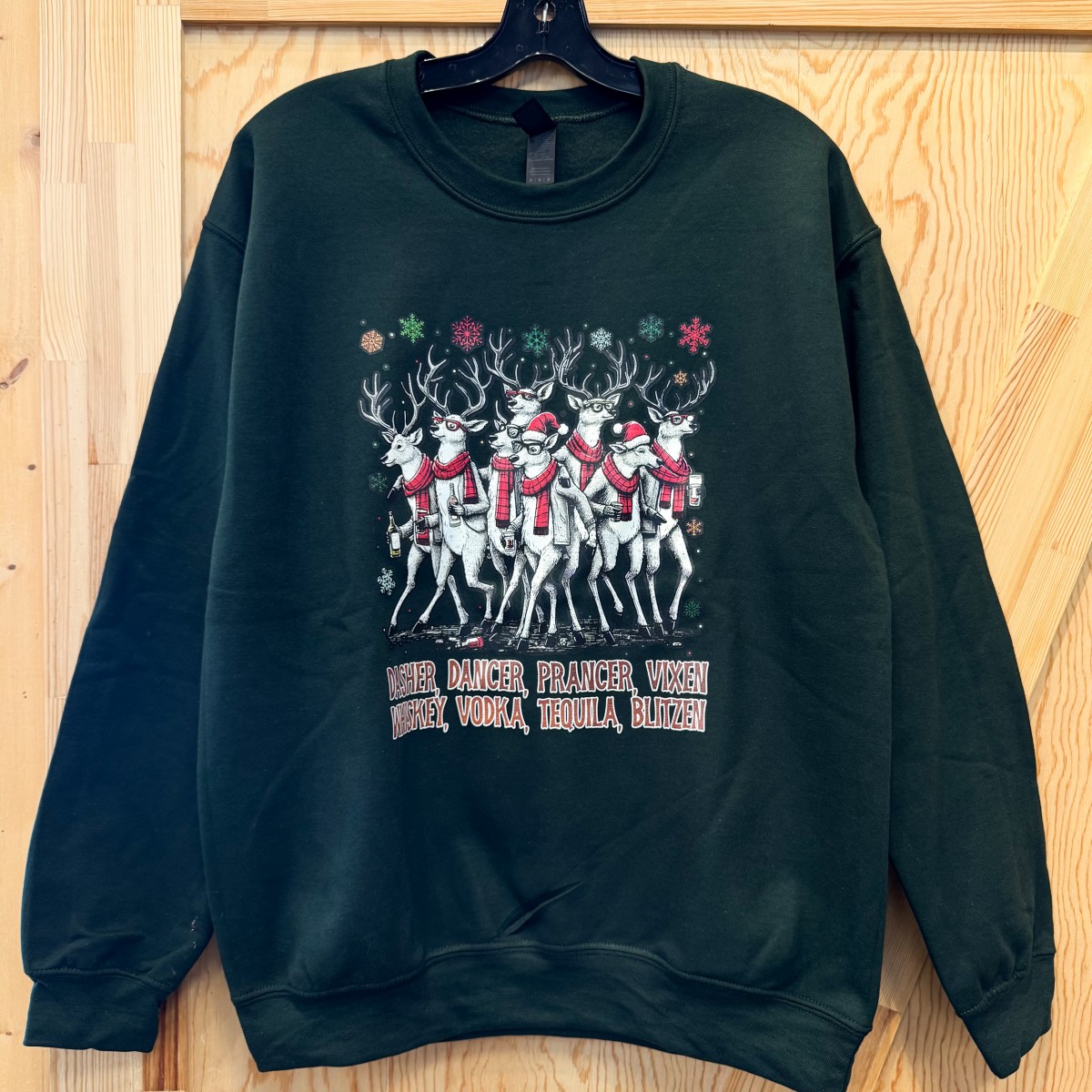 Christmas Reindeer Drinking Sweatshirt Forest