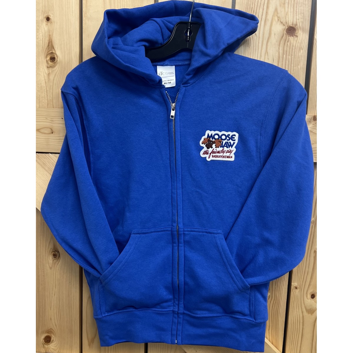 Moose Jaw Retro The Friendly City Patch Youth Zip Up Royal