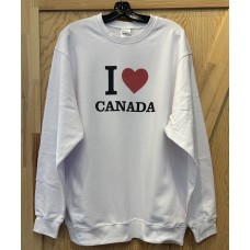 Canada Crewneck Sweatshirt White With I Love Canada