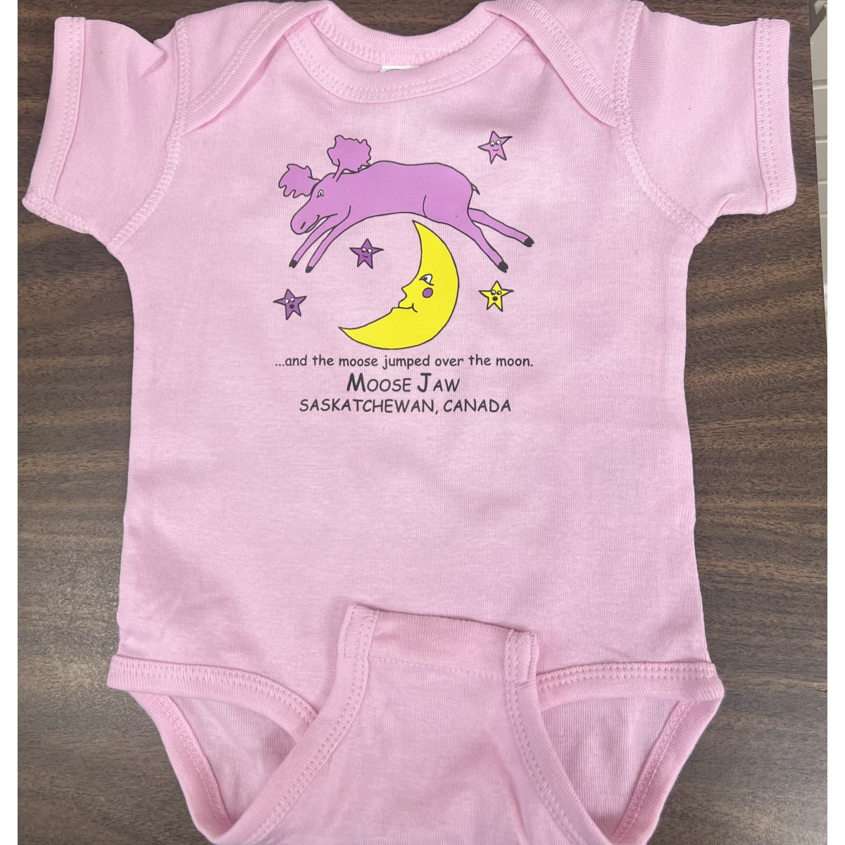 Moose Jaw Moose Moon Infant Onesie Light Pink
