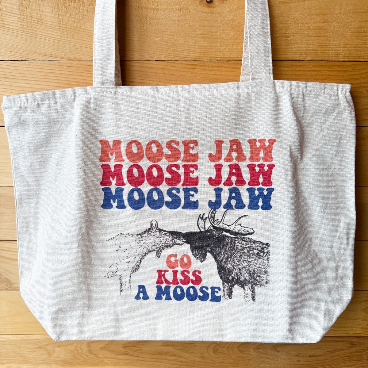 Moose Jaw Go Kiss a Moose Tote Bag Natural
