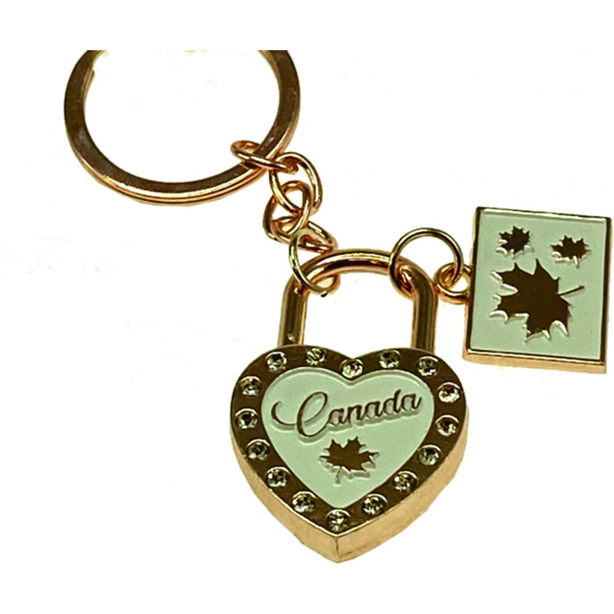 Canada Keychain Heart Locket Rose Gold