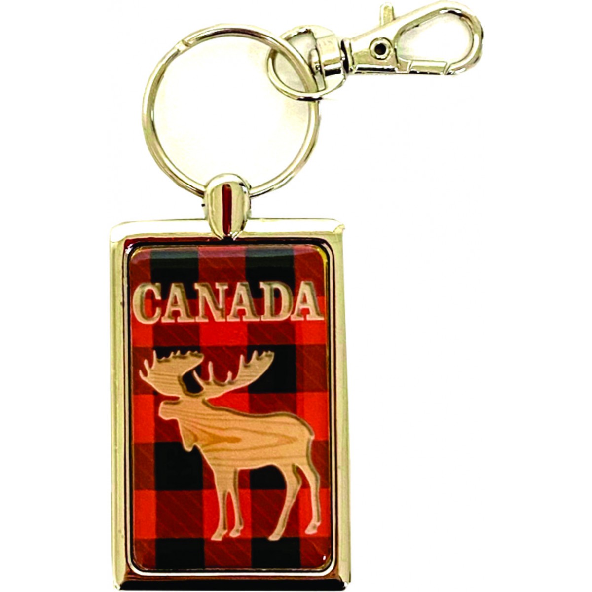 Canada Red Tartan Chrome Keychain