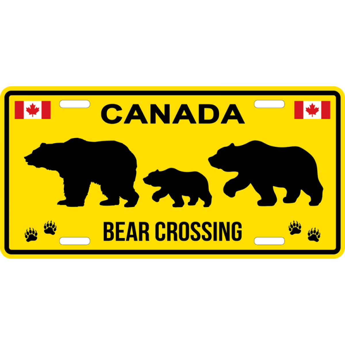 Canada Vehicle Plate Magnet Bear Crossing Metal 3.5 x 2 SC