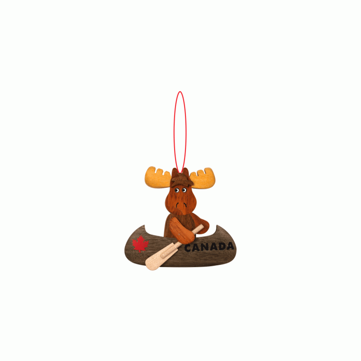 Wooden Ornament Moose Kayak