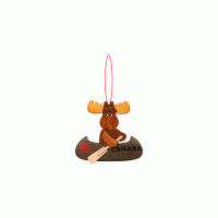 Wooden Ornament Moose Kayak
