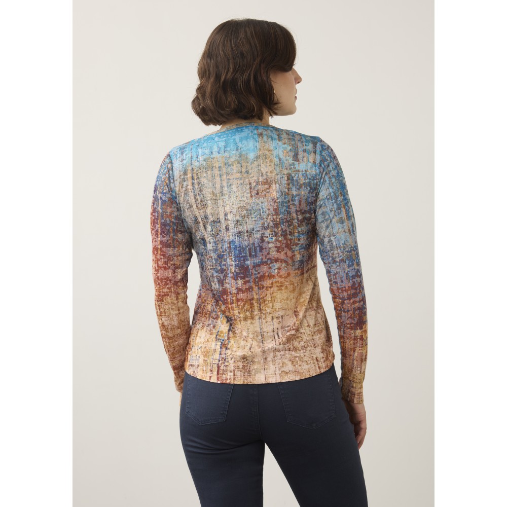 French Dressing - Long Sleeve V Neck Top - Sunset Boulevard