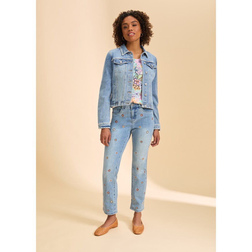 French Dressing - Embroidered Denim Jacket - Pale Wash
