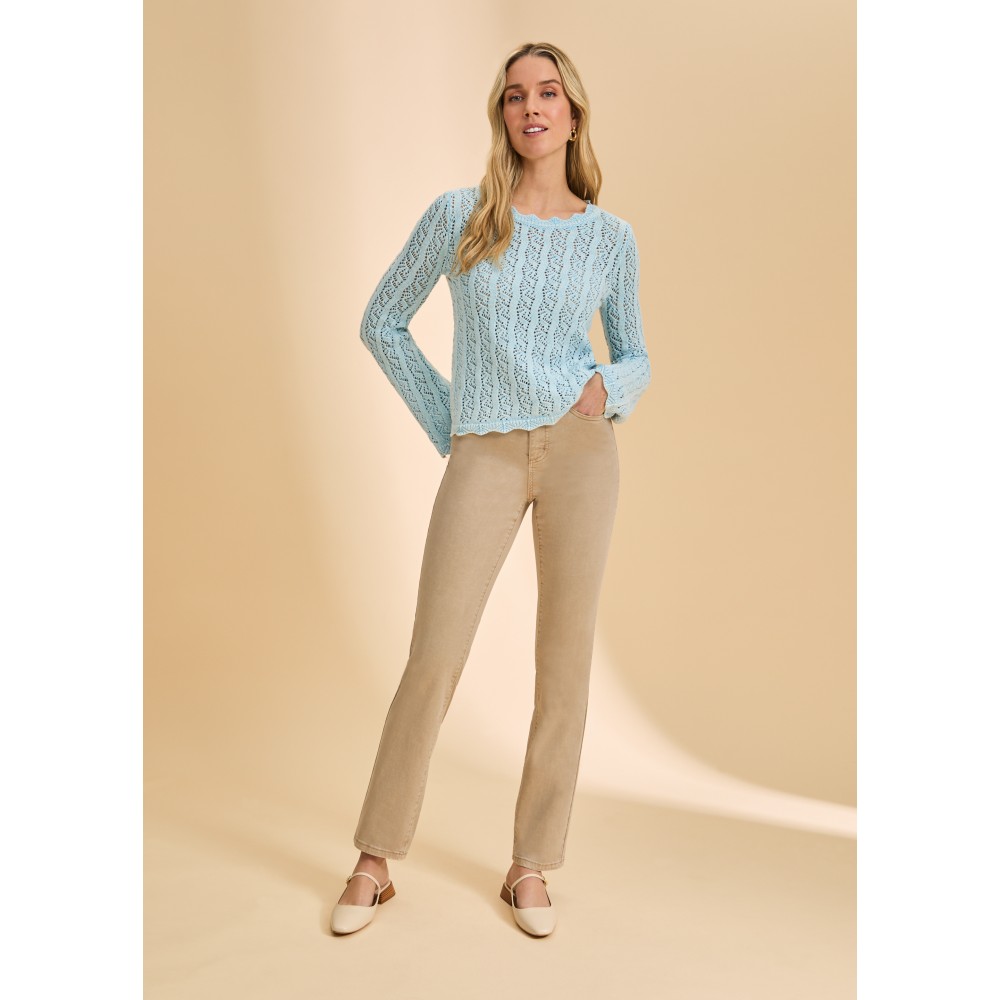 French Dressing - Long Sleeve Garment Dye Sweater - Pacific Blue