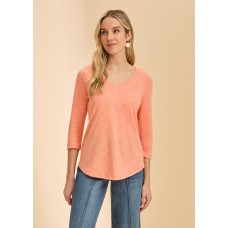 French Dressing - V-Neck Top - Cantaloupe