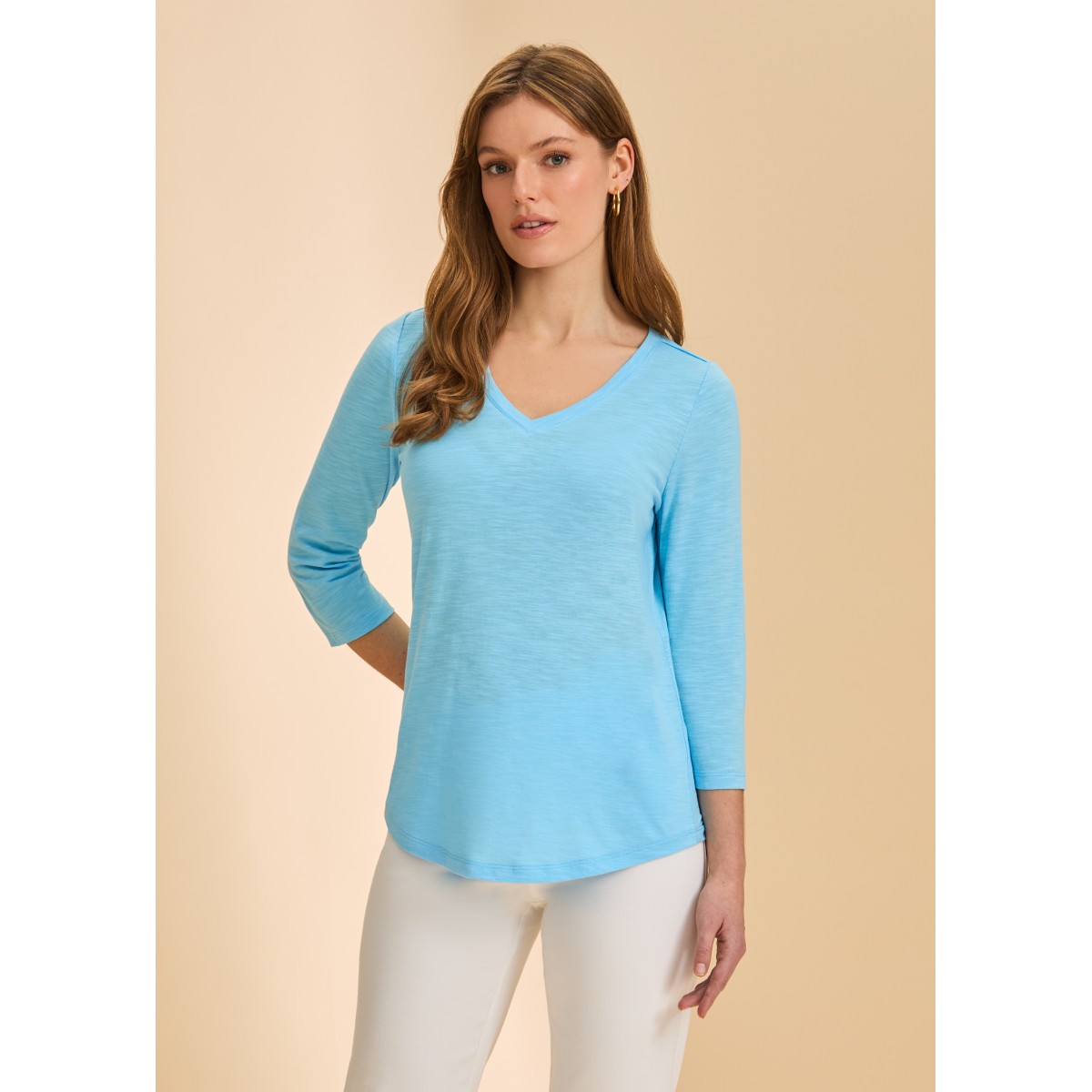 French Dressing - V-Neck Top - Pacific Blue