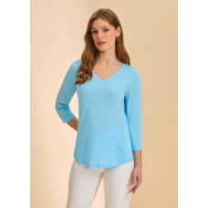 French Dressing - V-Neck Top - Pacific Blue