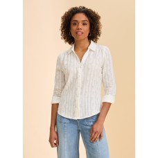 French Dressing - Long Sleeve Split Neck Shirt - White