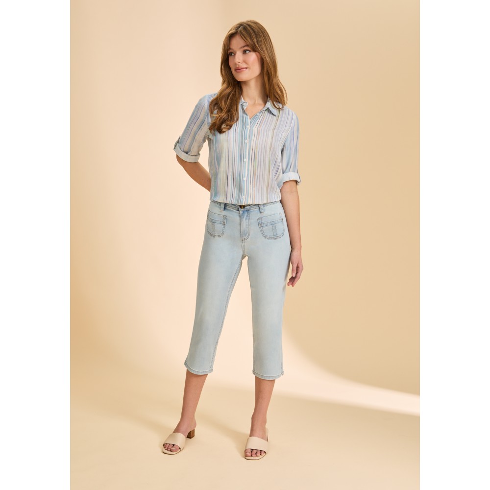 French Dressing - Roll Up Sleeve Shirt - Blue Alana Stripe