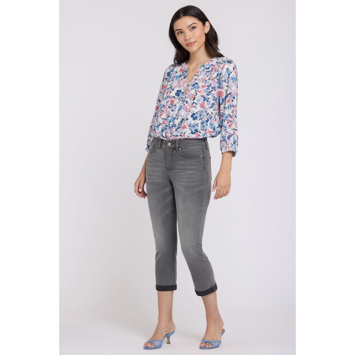 NYDJ - Chloe Skinny Capri 1" Roll Cuff Jeans - Dusty Ash