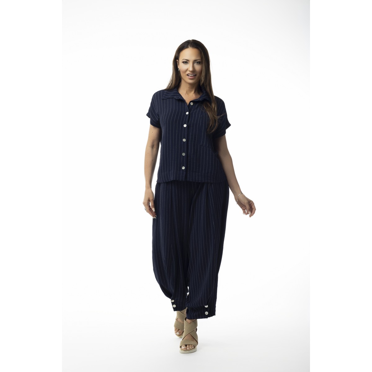 Pure Essence - SS26 - Navy/White Blouse #656-8030