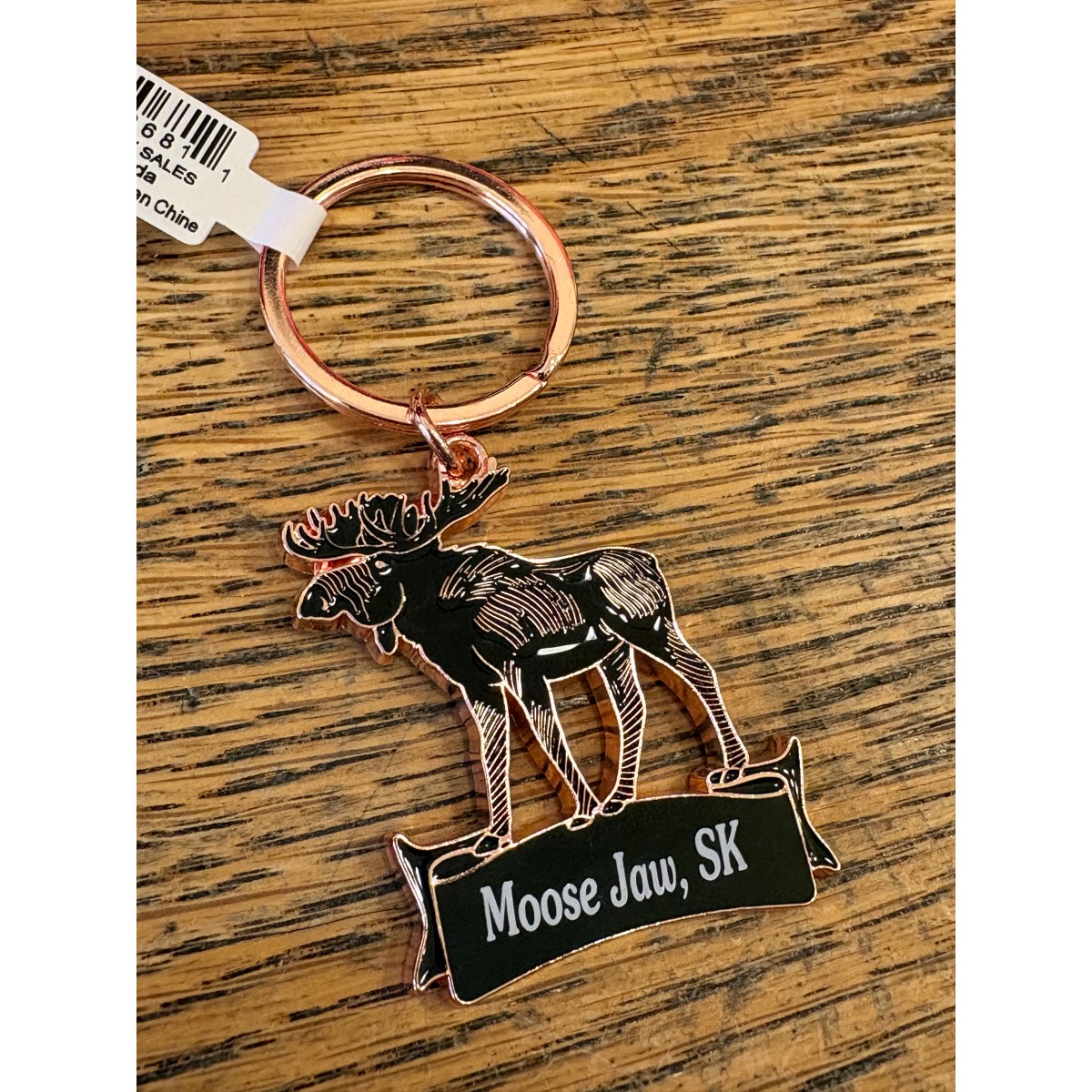 Moose Jaw Keychain Moose Gold/Black Metal