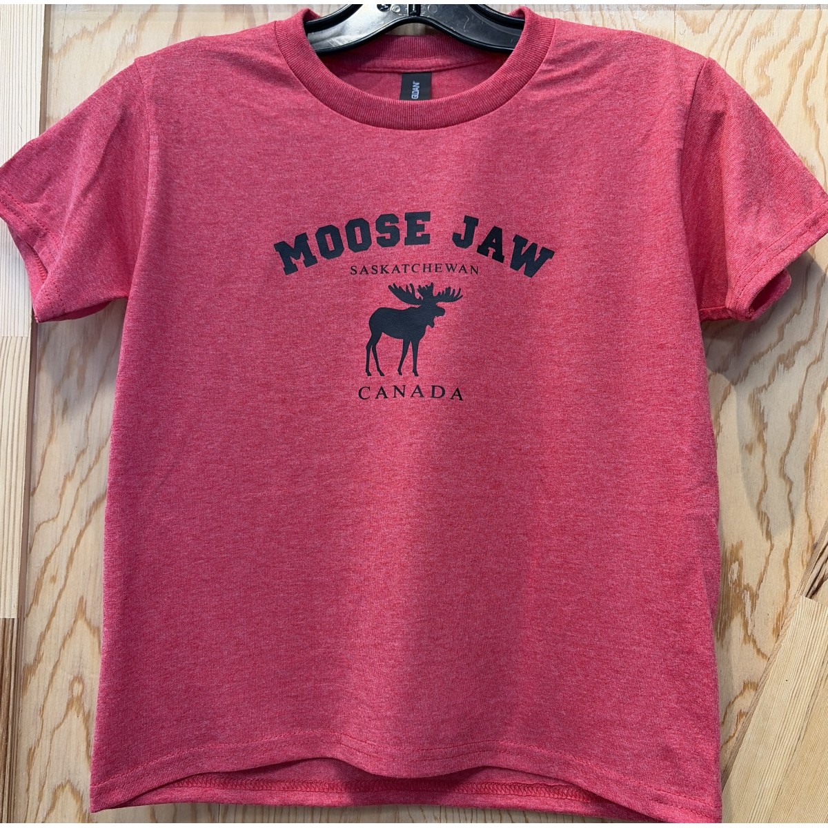 Moose Jaw Standing Moose Youth Heather Red T-Shirt
