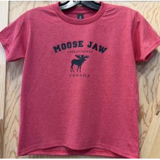 Moose Jaw Standing Moose Youth Heather Red T-Shirt Moose Jaw Standing Moose Youth Heather Red T-Shirt