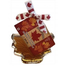 Canadian Maple Syrup in a Decorative Leaf Glass Jar H 100ml